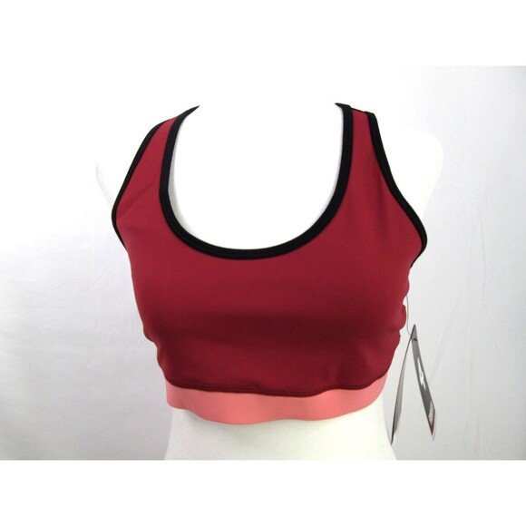 FOURLAPS Sports Bra M Red Velvet Strawberry Black Infinity Criss Cross 1-503 - Picture 1 of 10